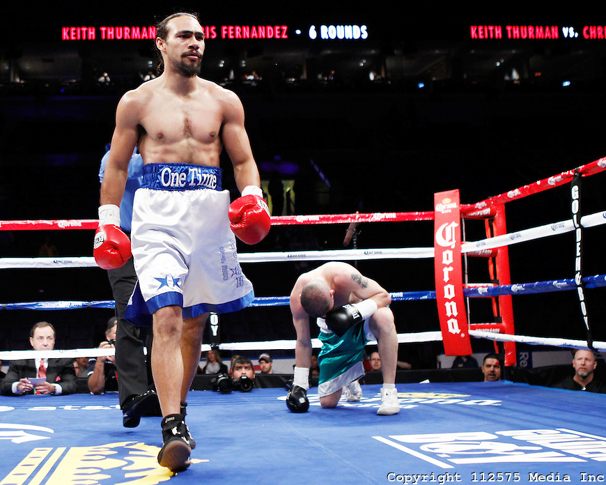 February 25, 2012 - St Louis, MO: Keith Thurman and Chris Hernandez trade punches during their bout at the Scottrade Center in St Louis, Missouri on February 25, 2012 .